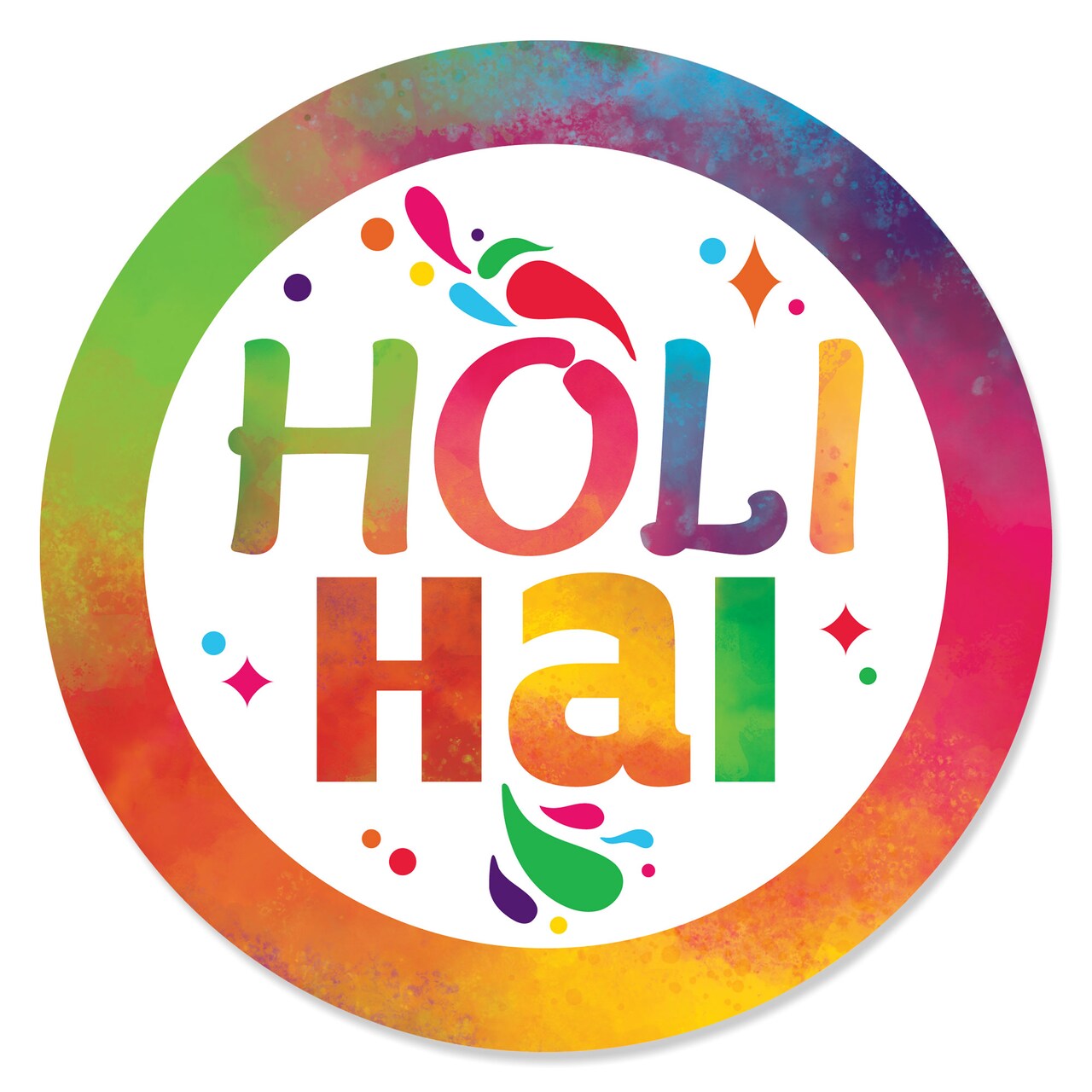 Big Dot of Happiness Holi Hai - Festival of Colors Party Circle Sticker Labels - 24 Count
